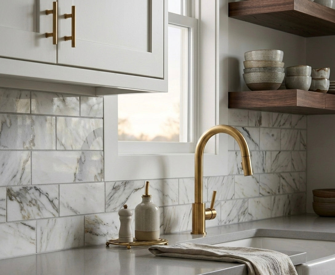 2X8 Tuscan Calacatta Gold ( Oro ) Italian Marble Tile