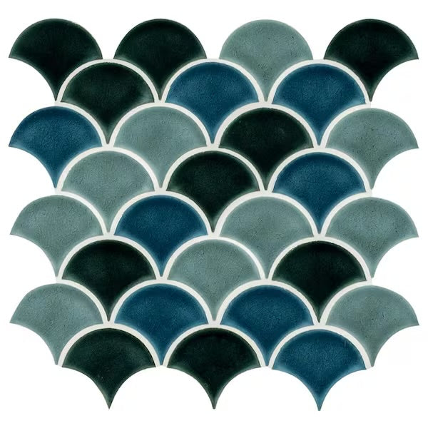 13 x 10 Azul Scallop Glossy Porcelain 8mm