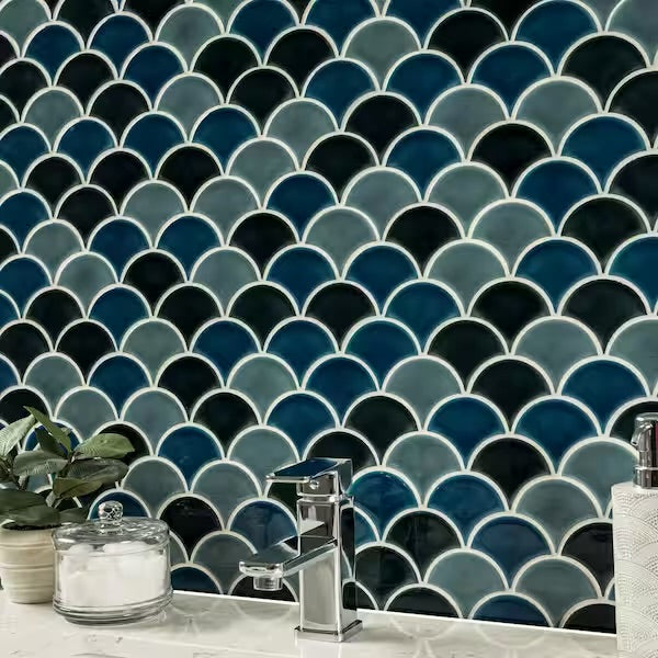 13 x 10 Azul Scallop Glossy Porcelain 8mm
