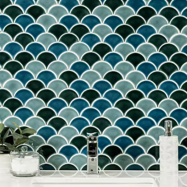 13 x 10 Azul Scallop Glossy Porcelain 8mm