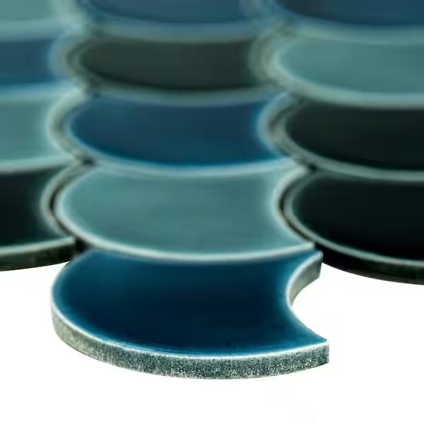 13 x 10 Azul Scallop Glossy Porcelain 8mm