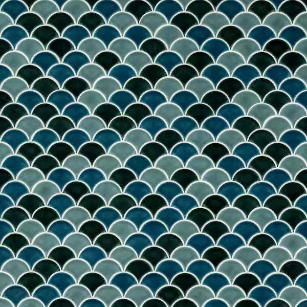 13 x 10 Azul Scallop Glossy Porcelain 8mm