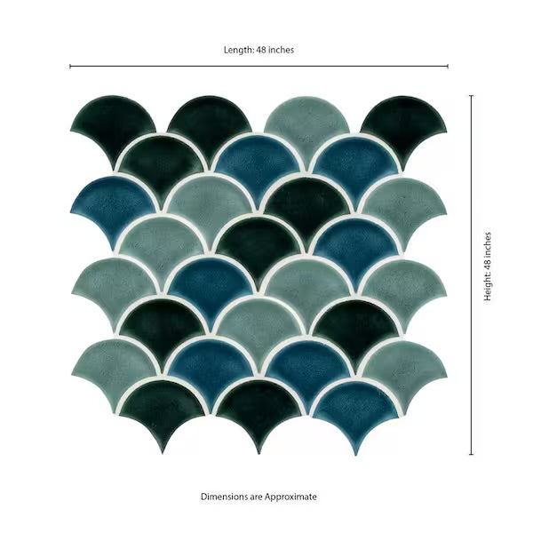 13 x 10 Azul Scallop Glossy Porcelain 8mm