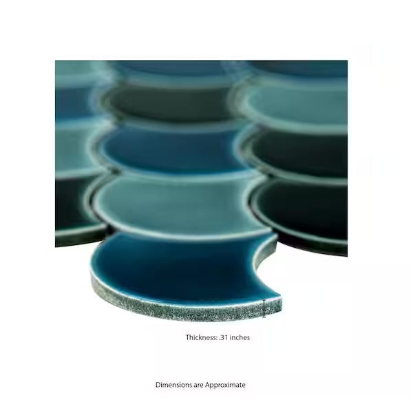 13 x 10 Azul Scallop Glossy Porcelain 8mm