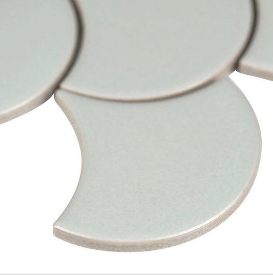 13 x 10 Gray Scallop Glossy Porcelain Tile 6mm