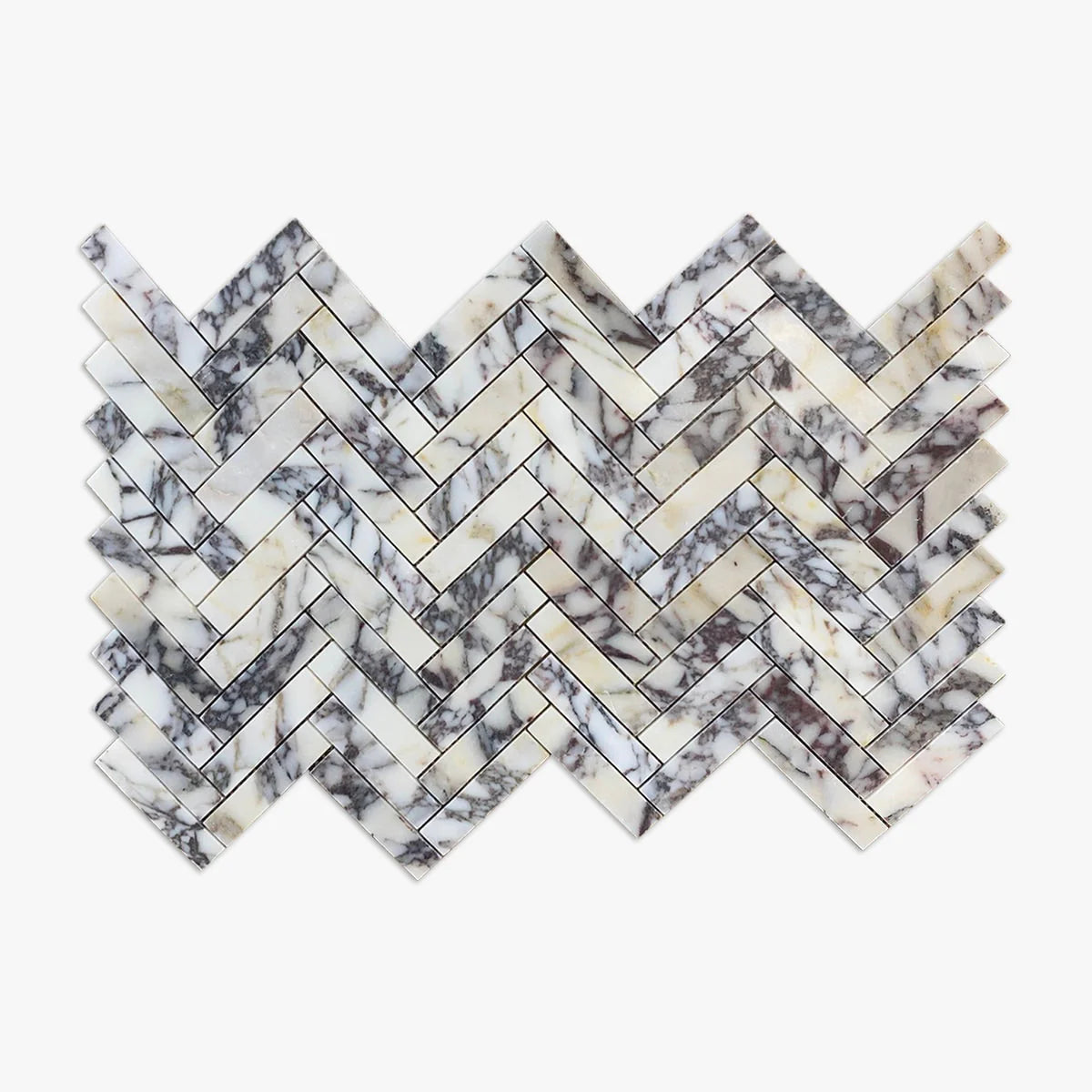 1x4 Calacatta Violet Purple Honed Herringbone Marble Mosaic
