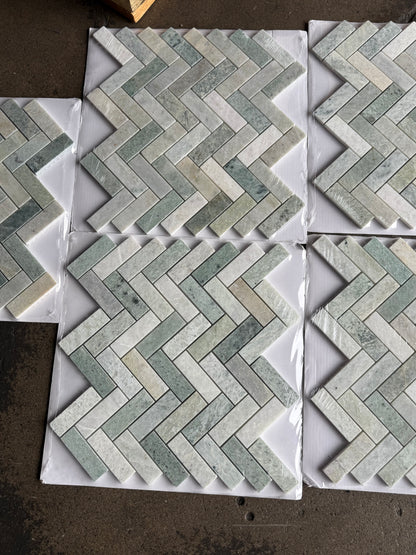 1x3 Ming Green Classico Herringbone 11 x 12.5 — product image 9