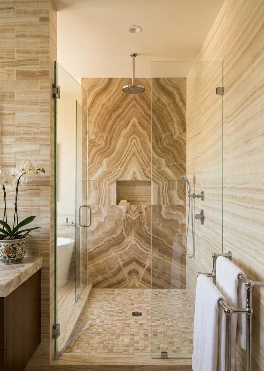 12x12 Vanilla Onyx Striato Polished Tile