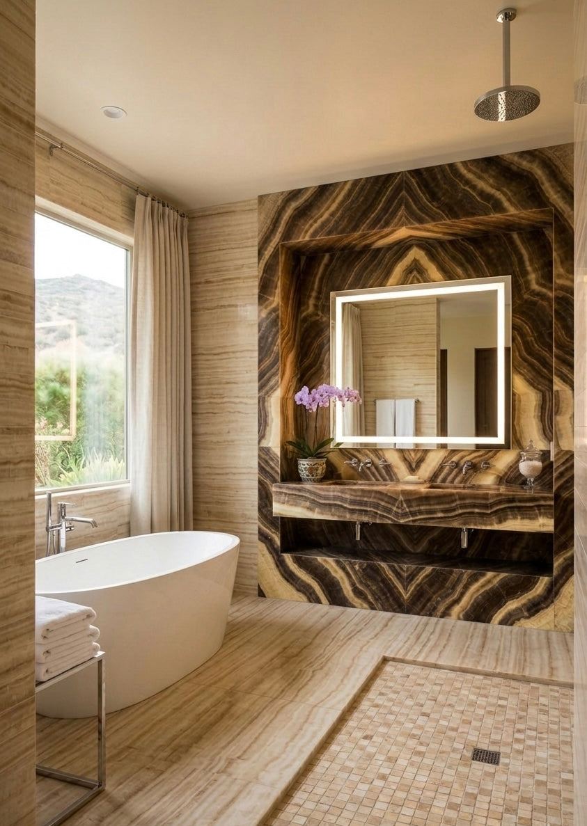 12x12 Vanilla Onyx Striato Polished Tile