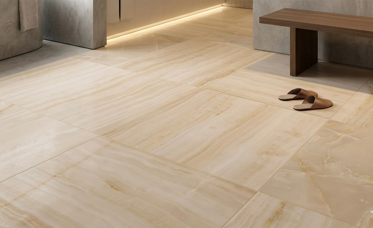 18x18 Vanilla Onyx Striato Polished Tile