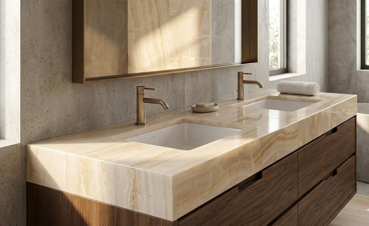 18x18 Vanilla Onyx Striato Polished Tile