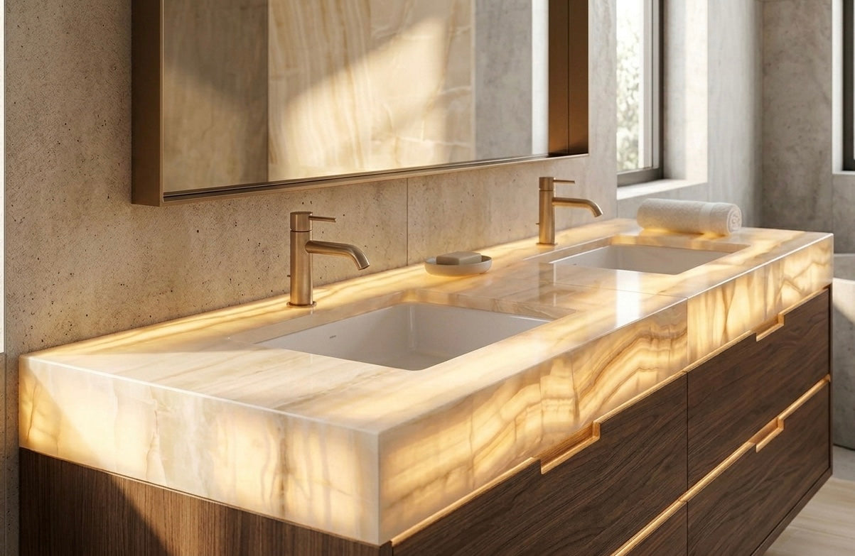 18x18 Vanilla Onyx Striato Polished Tile