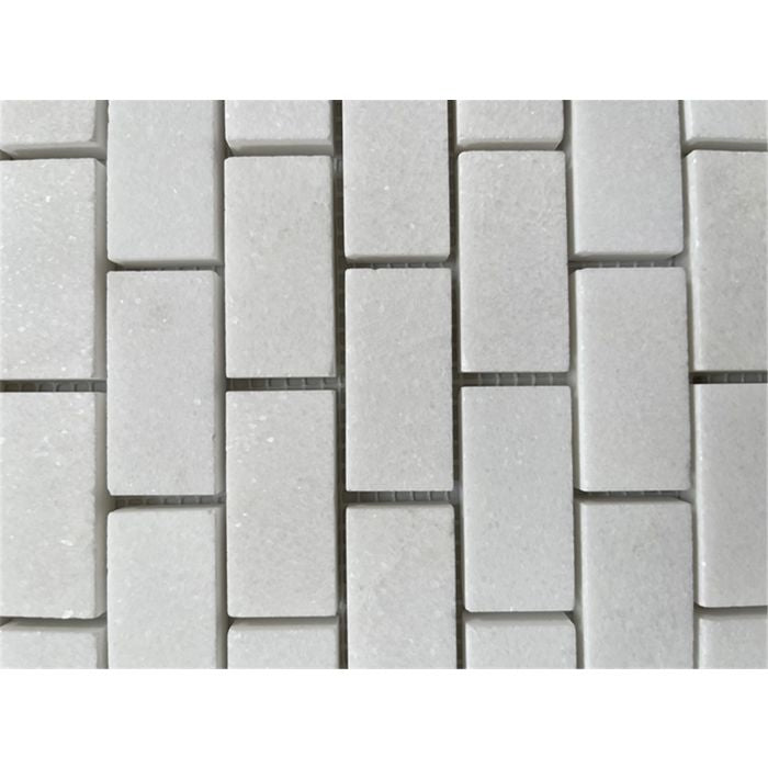 1x2 Thassos White Marble Brick Mosaic Tile