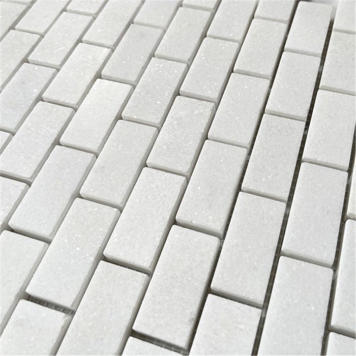 1x2 Thassos White Marble Brick Mosaic Tile