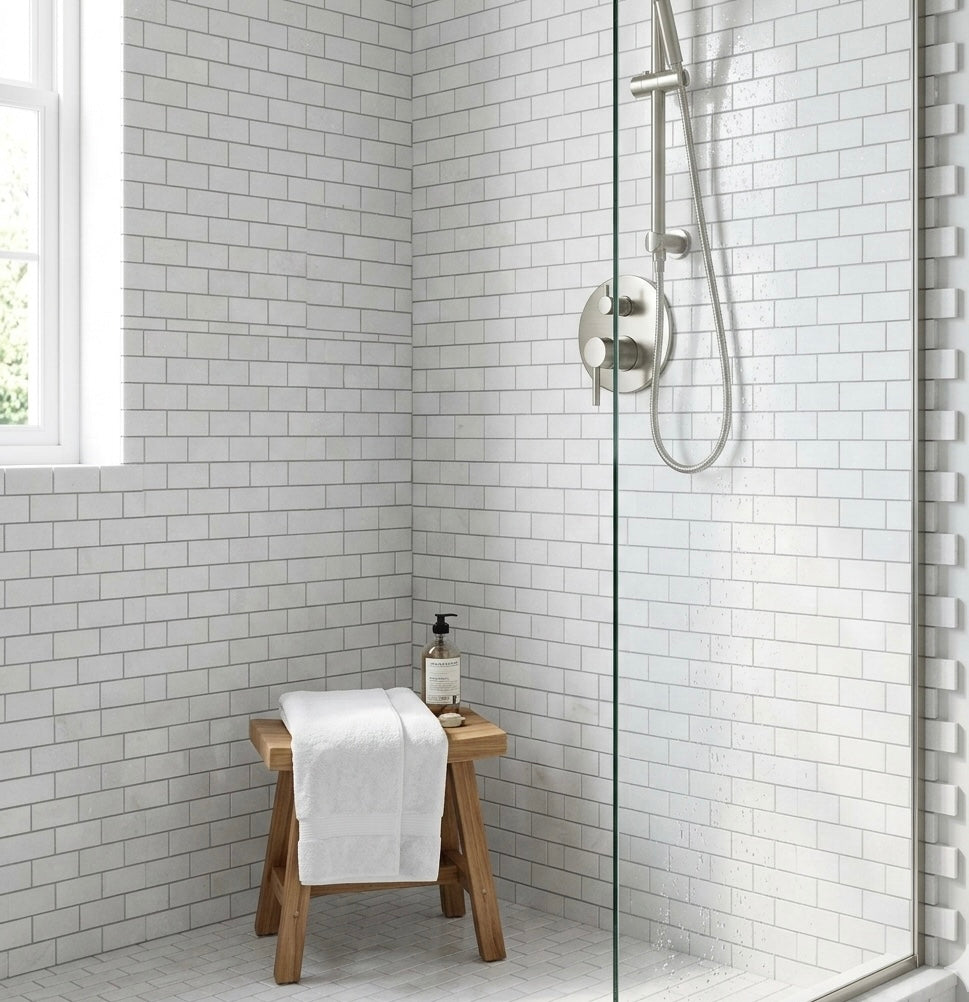 1x2 Thassos White Marble Brick Mosaic Tile