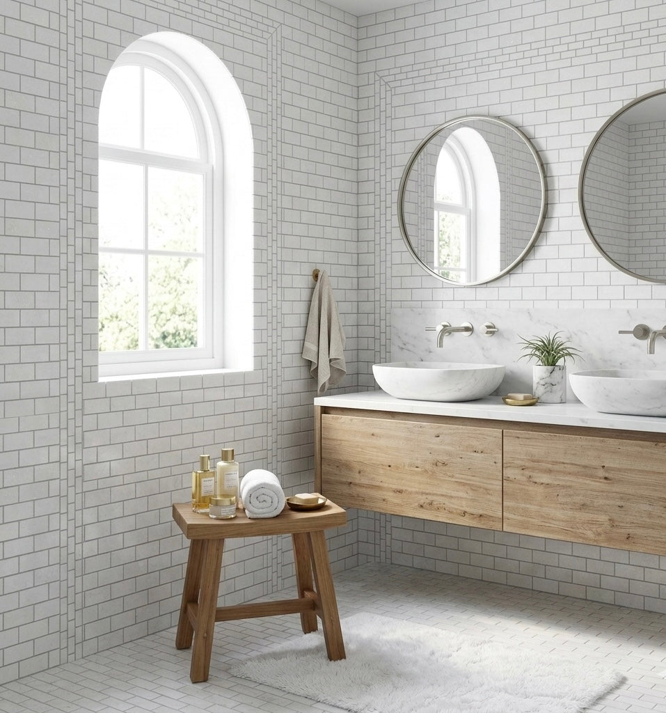 1x2 Thassos White Marble Brick Mosaic Tile