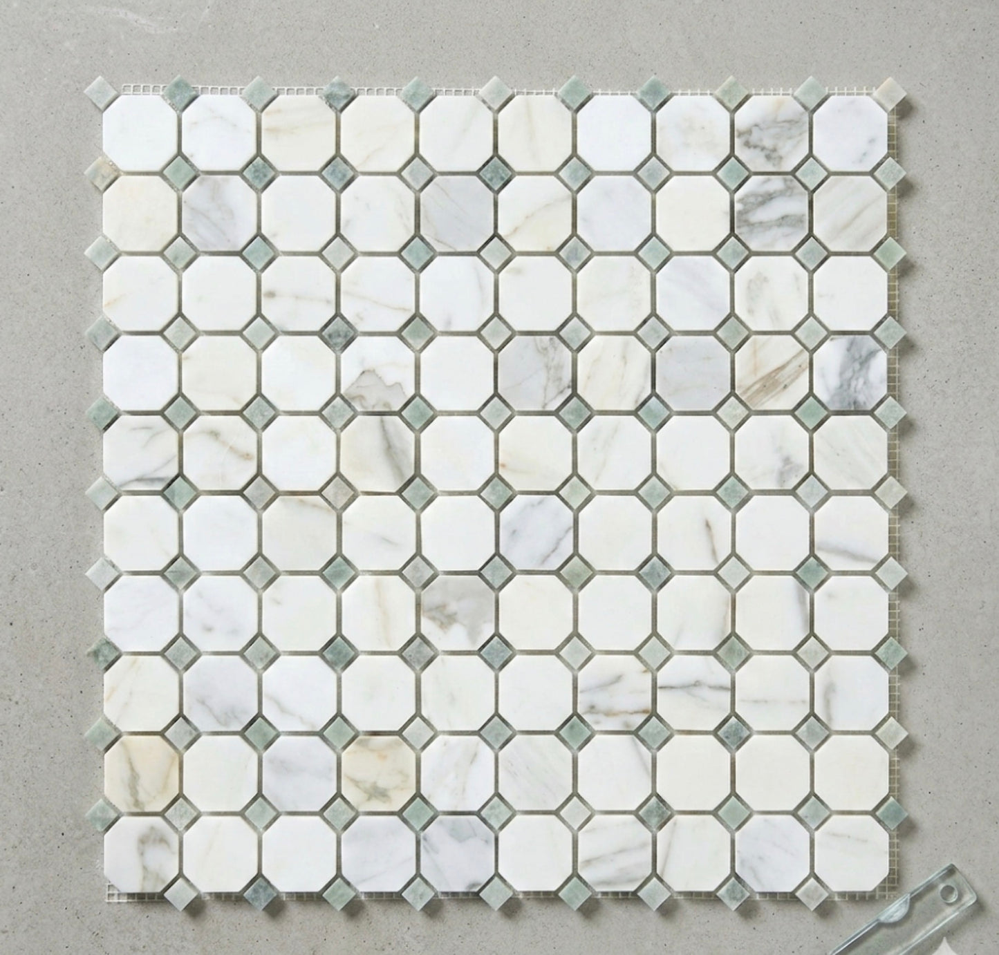 12x12 Calacatta Green Octagon CalaVerde Mosaic Tile