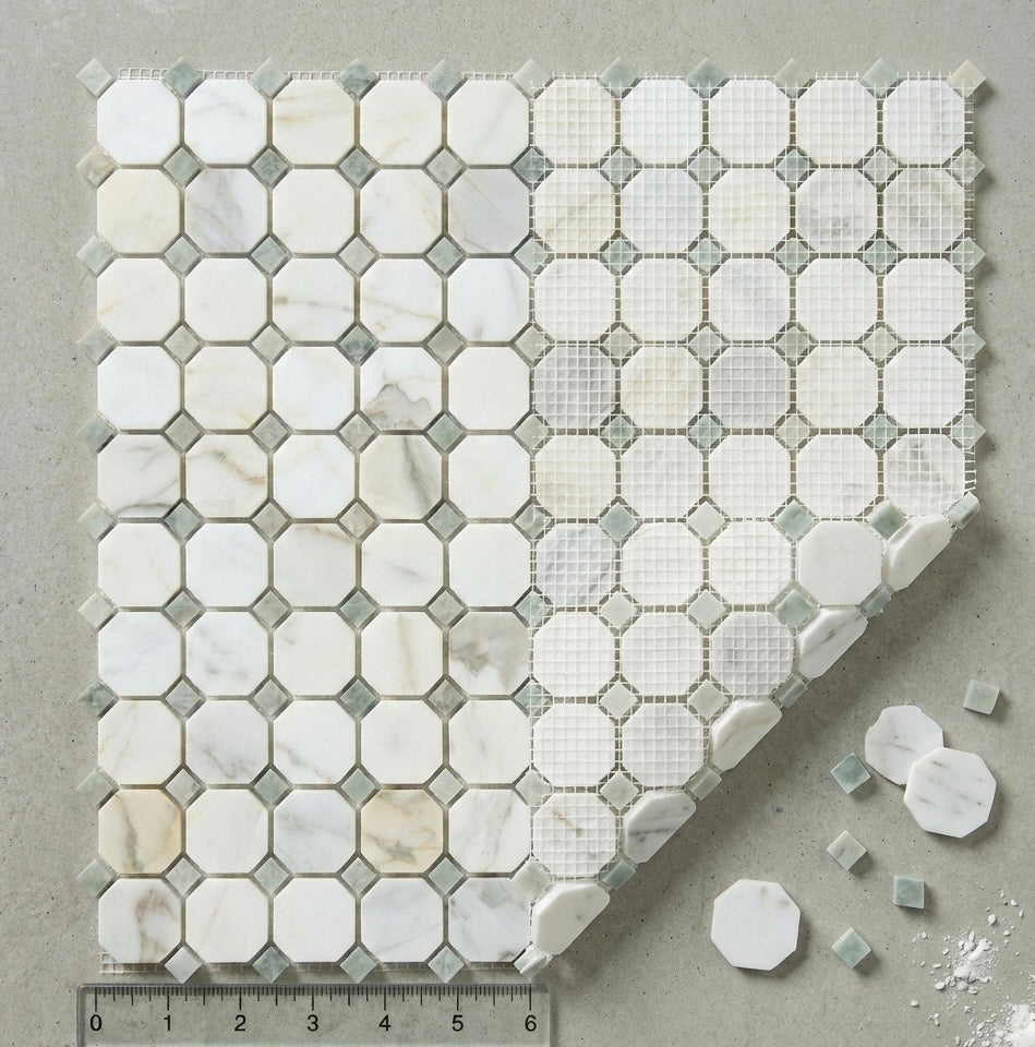 12x12 Calacatta Green Octagon CalaVerde Mosaic Tile
