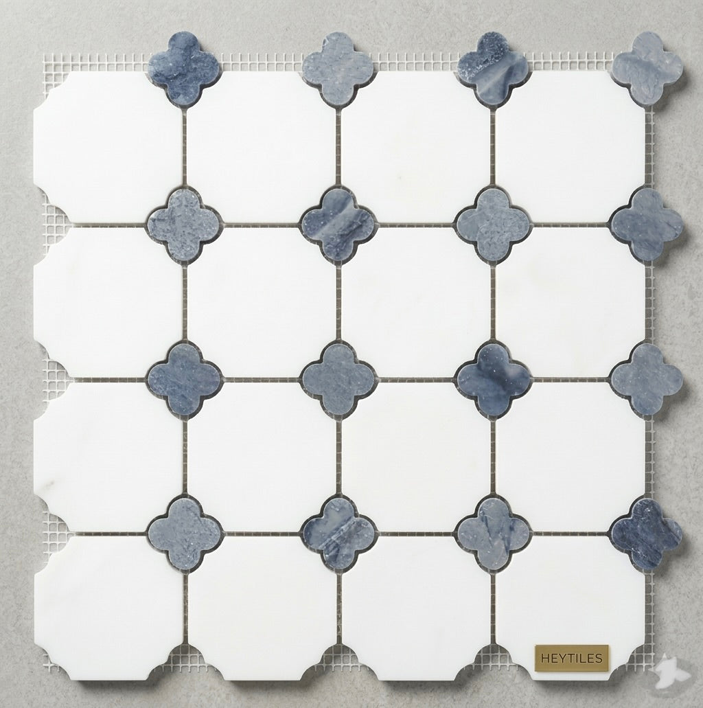 12X12 Azula Floret Polished Marble Mosaic