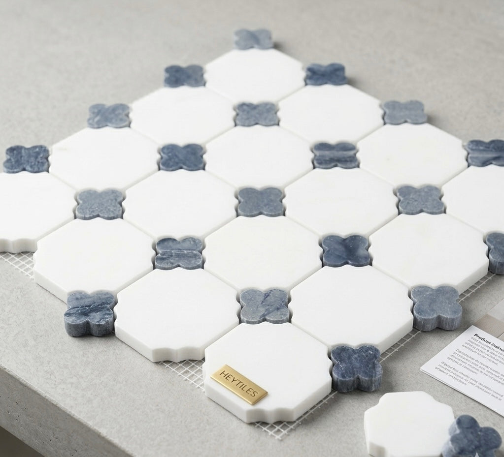 12X12 Azula Floret Polished Marble Mosaic