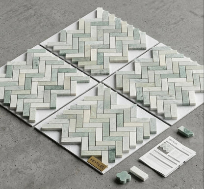 1x3 Ming Green Classico Herringbone 11 x 12.5 — product image 1