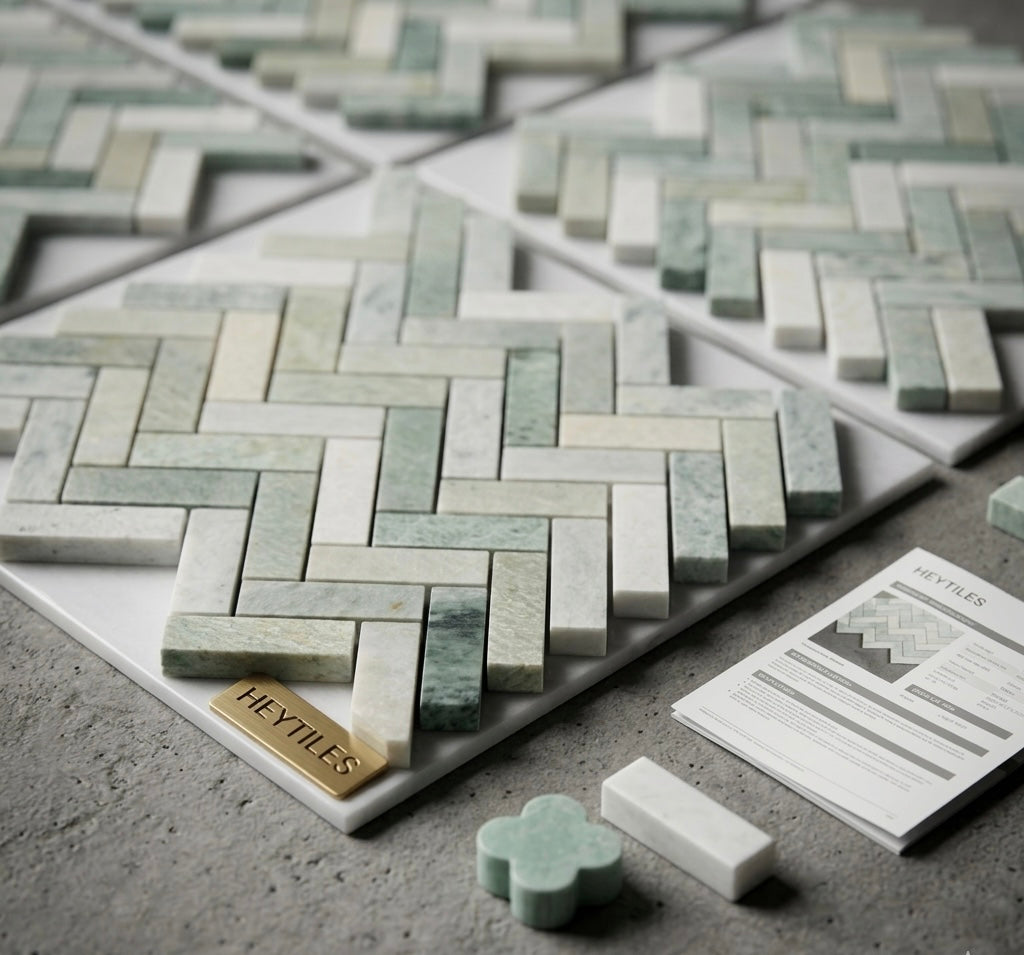 1x3 Ming Green Classico Herringbone 11 x 12.5