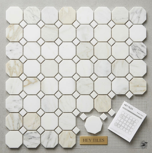 12x12 Tuscan Calacatta Gold Octagon Mosaic Tile