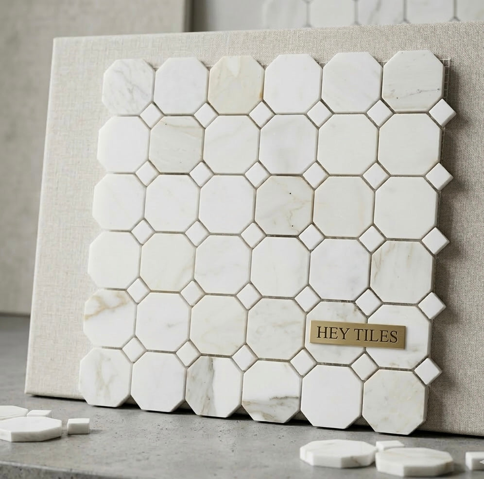 12x12 Tuscan Calacatta Gold Octagon Mosaic Tile