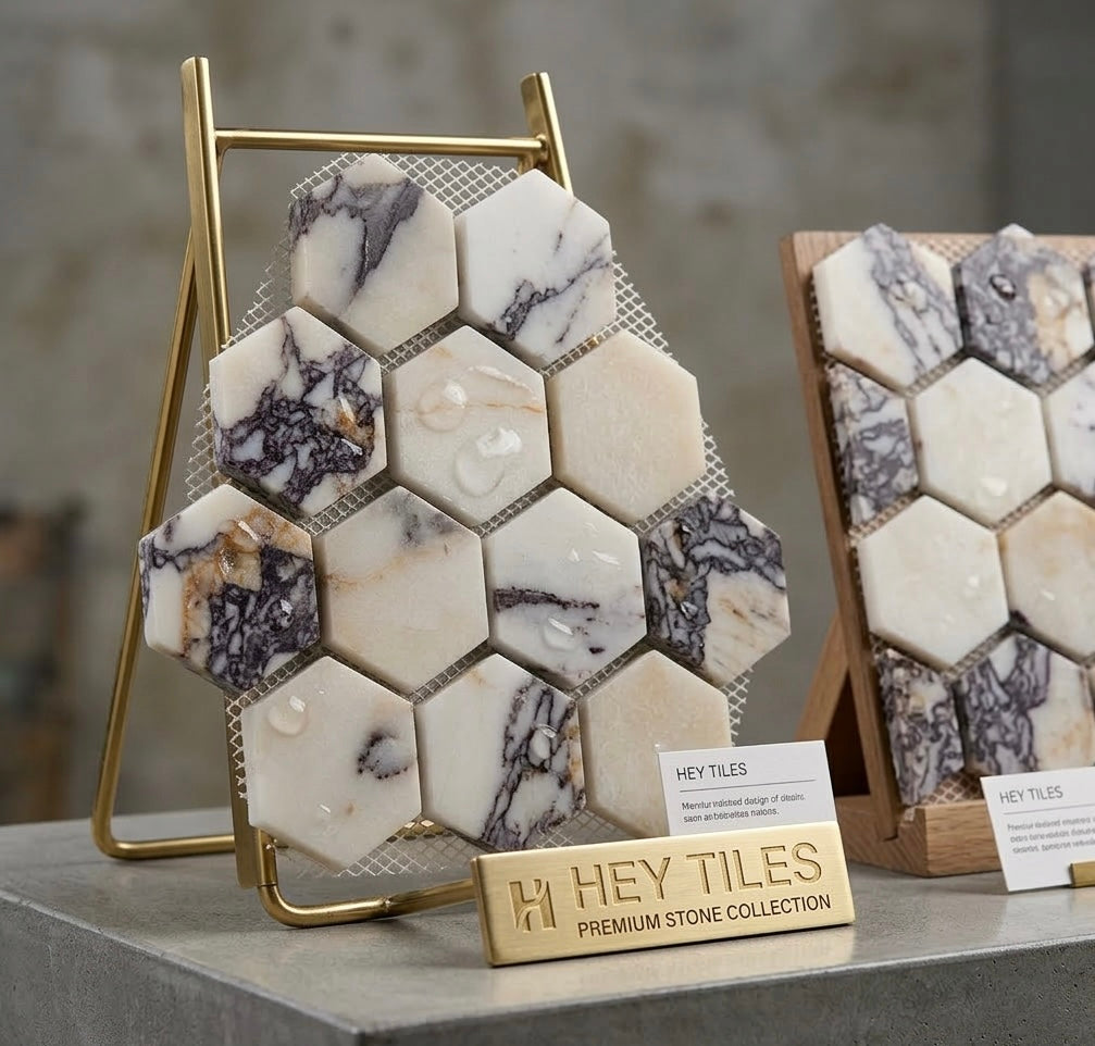 Calacatta Violet Purple 3″ Hexagon Mosaic Tile