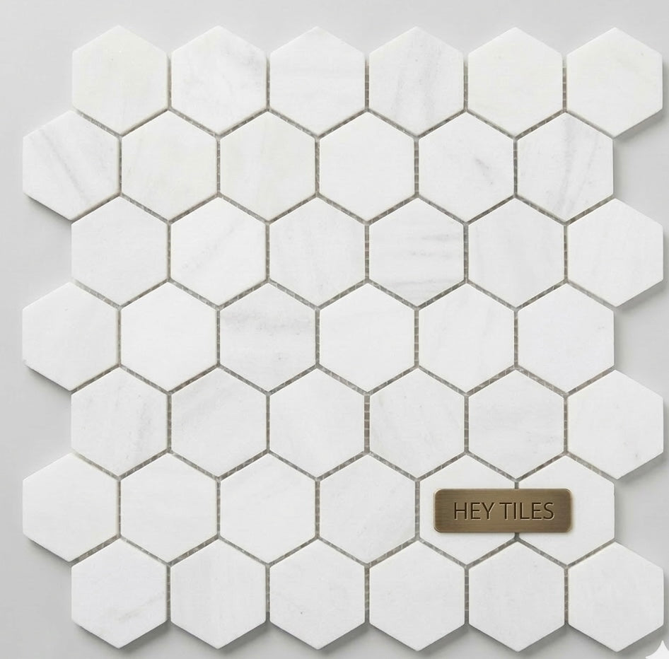 2” Bianco Dolomite Hexagon Mosaic
