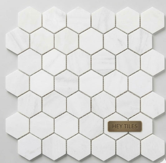 2” Bianco Dolomite Hexagon Mosaic
