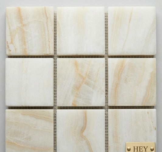 2x2 Vanilla Onyx Vein-Cut Mosaic Tile Polished