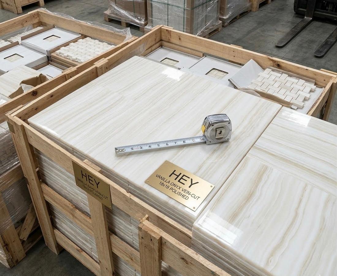 18x18 Vanilla Onyx Striato Polished Tile
