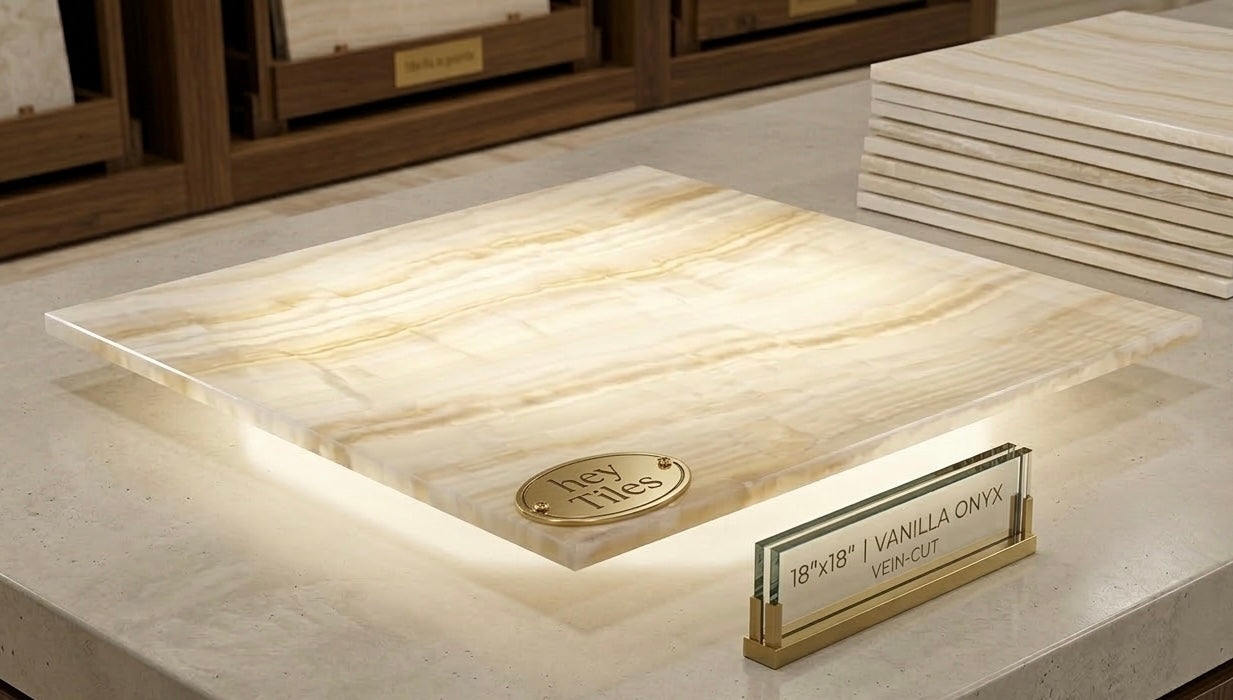 18x18 Vanilla Onyx Striato Polished Tile