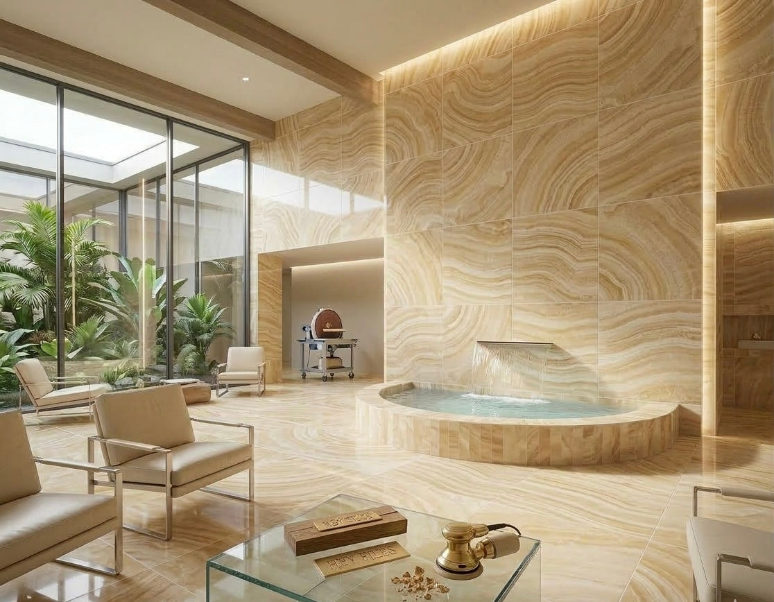 18X18 Vanilla Onyx Fleuri Polished Tile