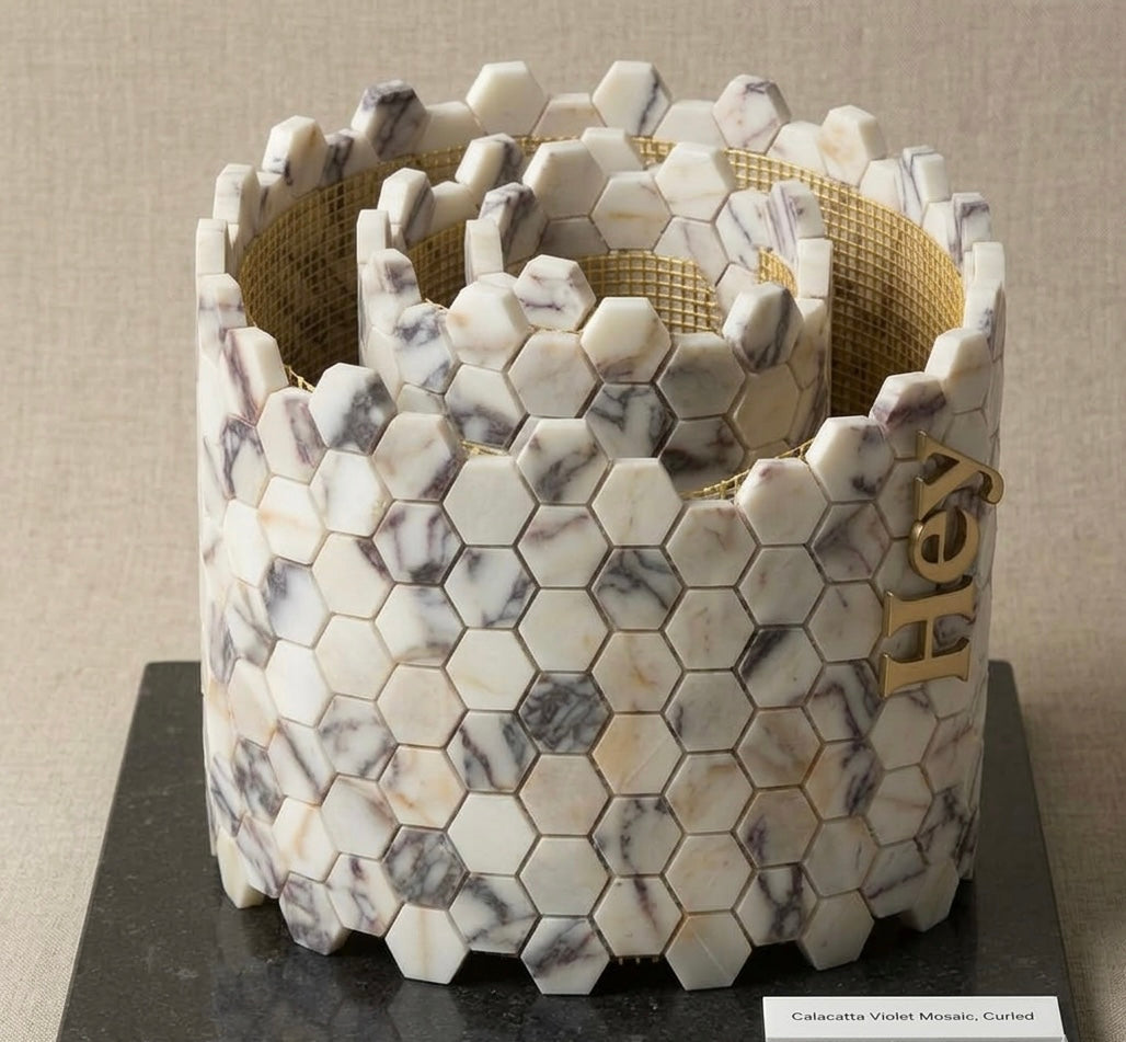 1” Calacatta Violet Purple Hexagon Marble Tile  ( Made-to-Order )