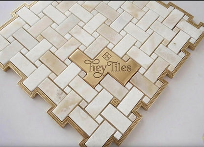 Vanilla White Onyx Basketweave Mosaic Onyx Dots Polished — product image 2