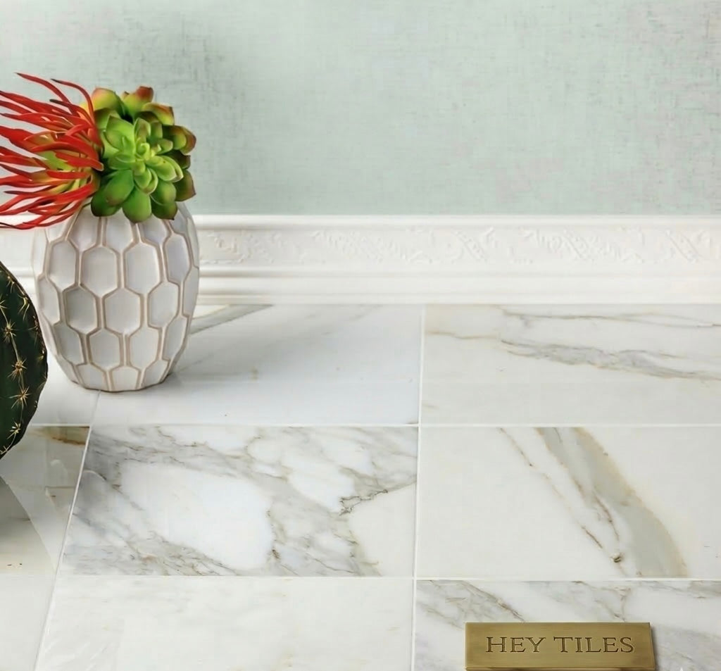 18x36 Calacatta Gold Marble Tile, Italian, A Grade