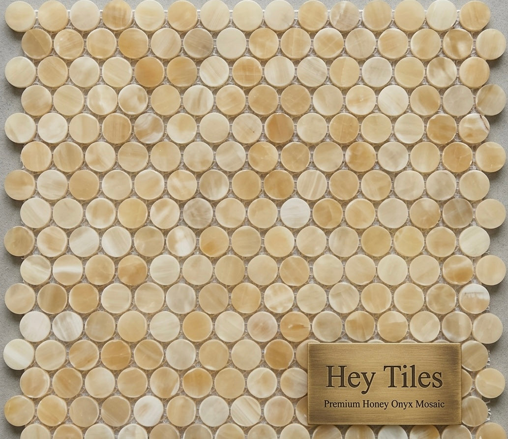 Penny Round Honey Onyx Mosaic Polished