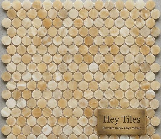 Penny Round Honey Onyx Mosaic Polished