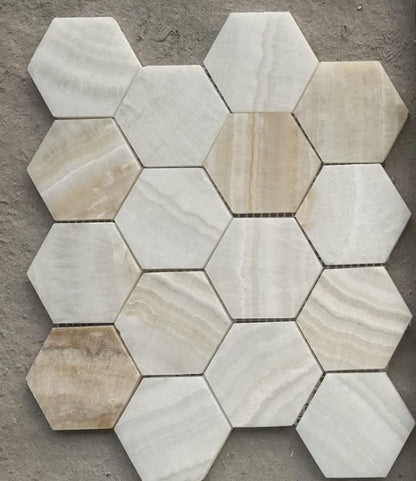 Vanilla Onyx Hexagon Honed Mosaic Tile 3 x 3 10 x 11.5 — product image 3