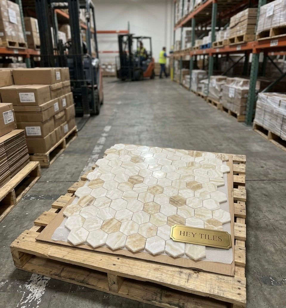 Vanilla Onyx Hexagon Honed Mosaic Tile 3 x 3 10 x 11.5