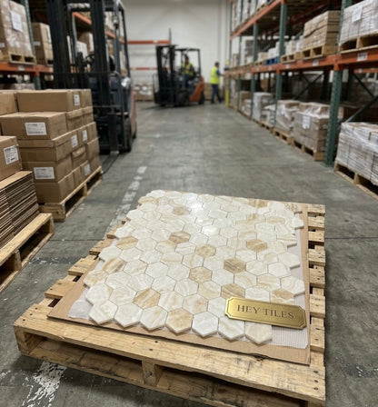 Vanilla Onyx Hexagon Honed Mosaic Tile 3 x 3 10 x 11.5 — product image 2