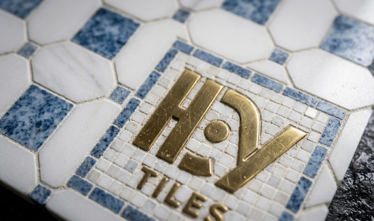 Thassos White + Azula Hatchwork 12X12 Polished Marble Mosaic Tile
