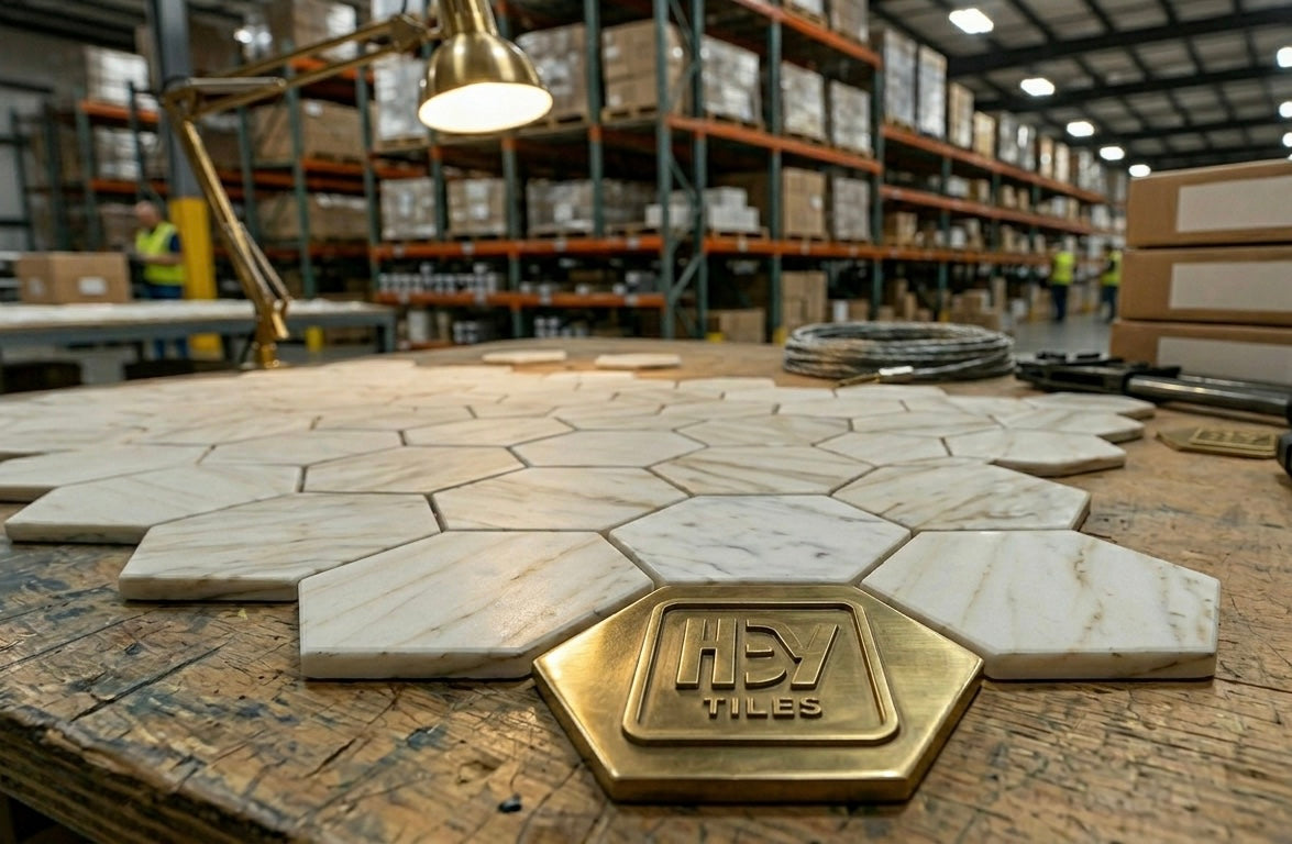 3" Tuscan Calacatta Oro Marble Hexagon Mosaic Tile
