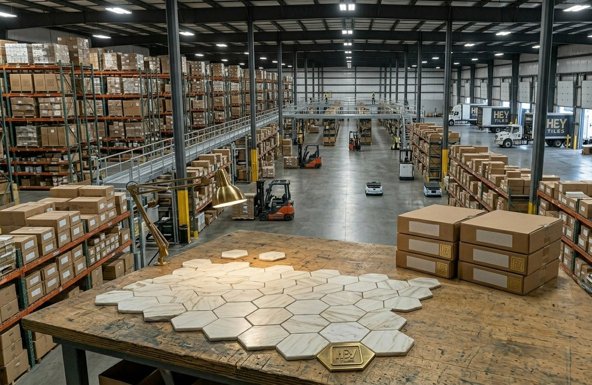 3" Tuscan Calacatta Oro Marble Hexagon Mosaic Tile