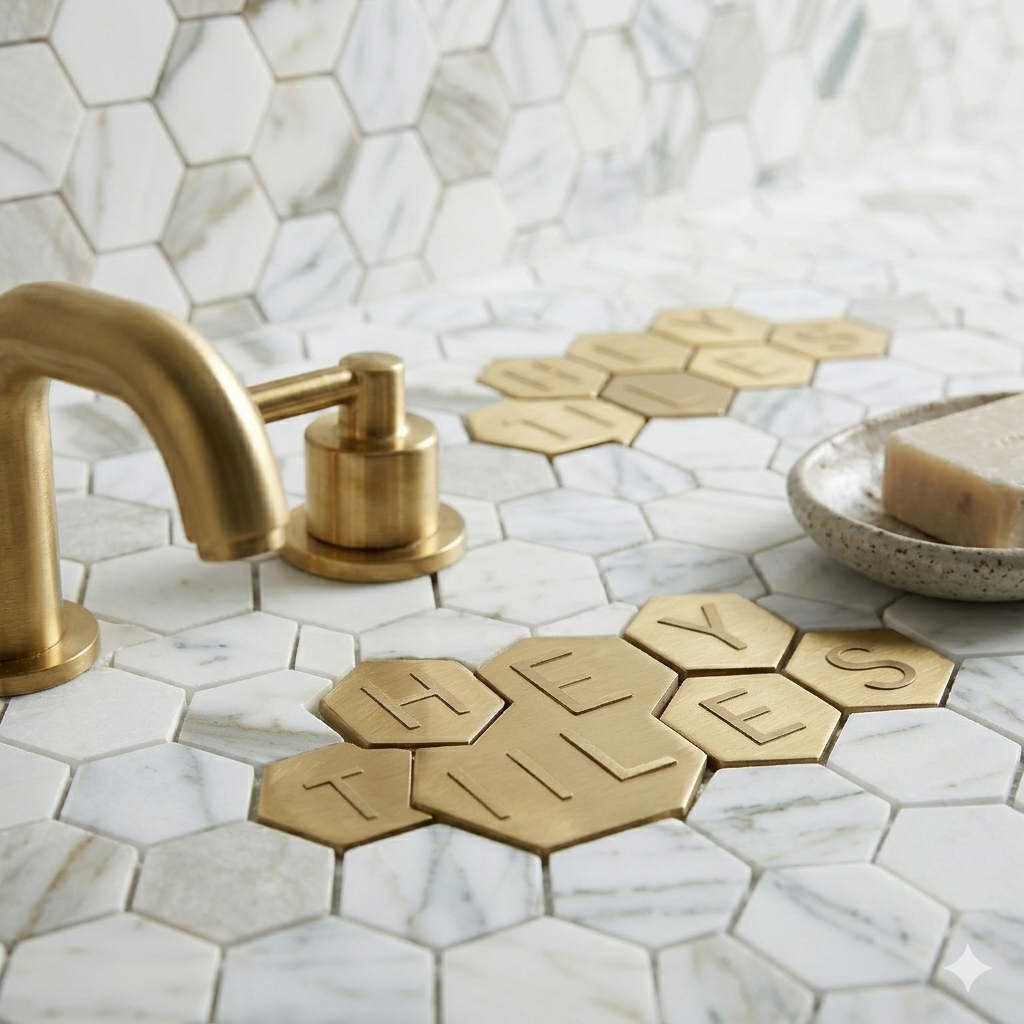 3" Tuscan Calacatta Oro Marble Hexagon Mosaic Tile