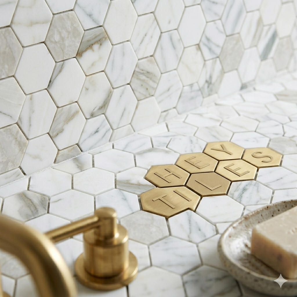 3" Tuscan Calacatta Oro Marble Hexagon Mosaic Tile