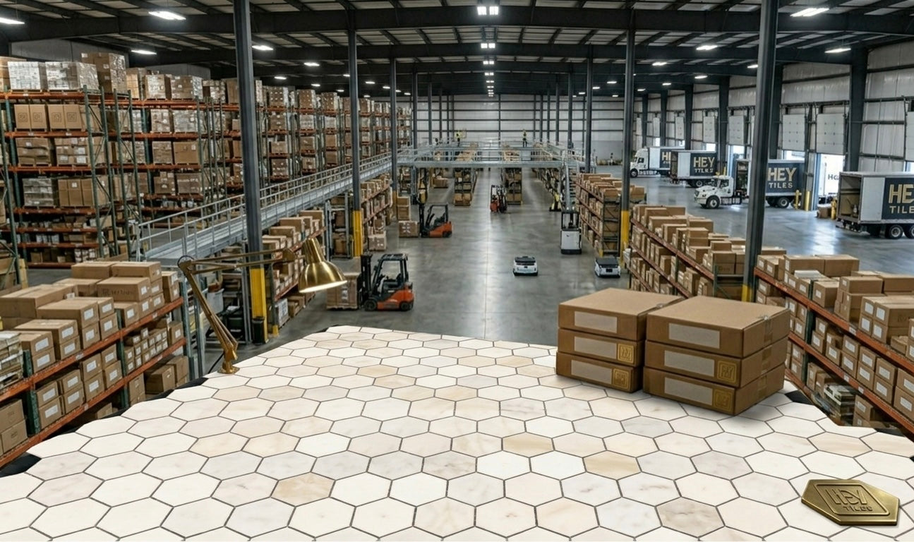 3" Tuscan Calacatta Oro Marble Hexagon Mosaic Tile