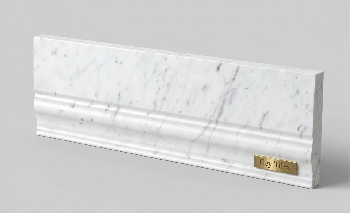 Oriental White Marble 4 11/16" x 12" Baseboard Trim